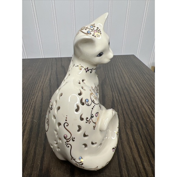 LENOX Jewels Of Light Cat Figurine 4.5" Curled Tail Blue Eyes Jeweled EUC! - Picture 3 of 11